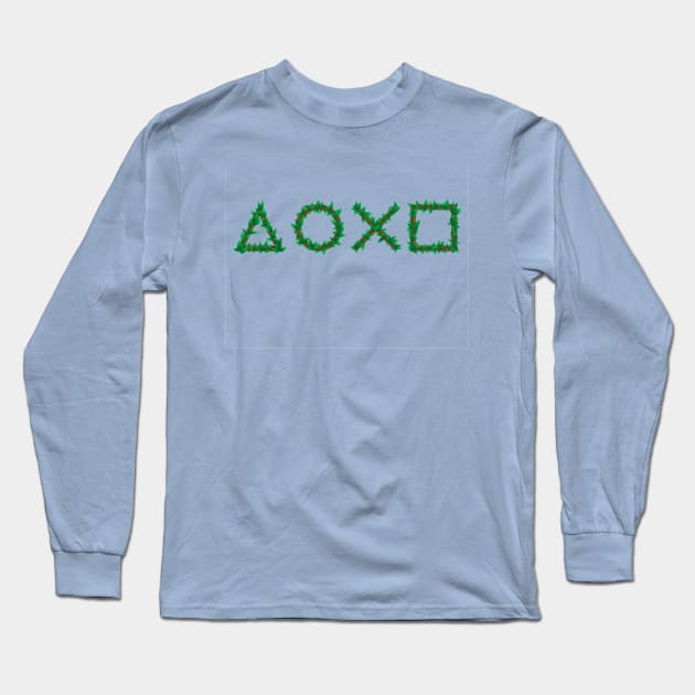 Wood Leaf Game Play Buttons Long Sleeve T-Shirt by crackerflake